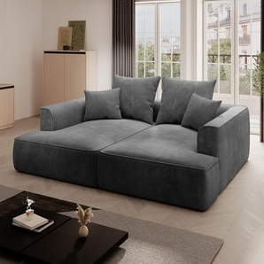 Sofa 3-Sitzer - tiefe Komfortsitzfläche - Cord - Anthrazitgrau - PINETA