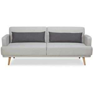 Sofa 3-Sitzer, Webstoff, Grau, mit Schlaffunktion, inkl. Zierkissen - Couch
