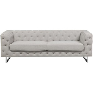Sofa Beige Polsterbezug 3-Sitzer Chesterfield Stil Modern Wohnzimmer