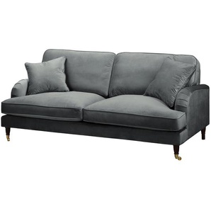 2-Sitzer Sofa mit Rollen Grau/Grau Samt Pauno 190 x 85 x 96cm Glamour