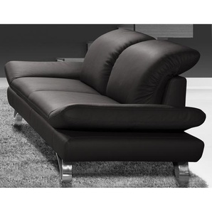 Sofa Buin 2-Sitzer Schwarz Echtleder Canela 202 x 78 x 95cm Modern