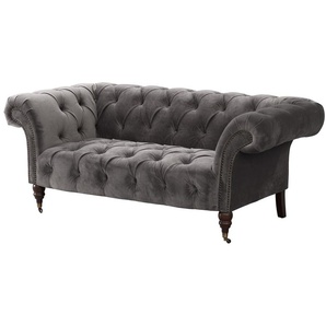 Sofa Chesterfield Glamour Velvet Dark Grey 2-Sitzer