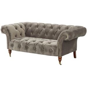 Sofa Chesterfield Glamour Velvet Dark Grey 2-Sitzer