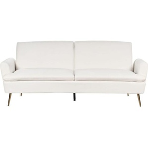 Sofa Cremeweiß Samtstoff 3-Sitzer Schlaffunktion Klassisch Wohnzimmer
