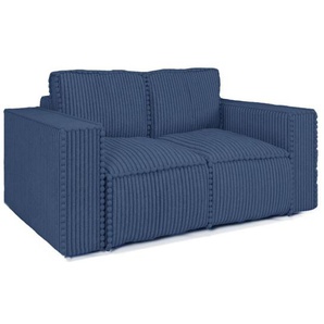 Sofa Designersofa 2-Sitzer VAJANA Stoff Tilia Dunkelblau