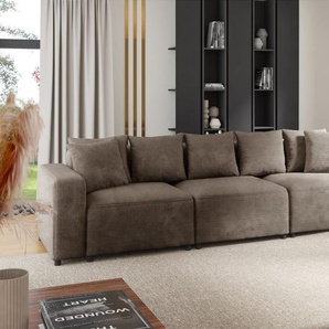 Sofa Designersofa Bigsofa MEGAN 3-Sitzer in Stoff Poso Cappuccino
