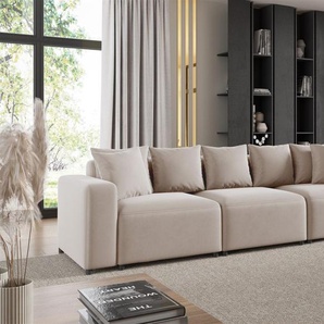 Sofa Designersofa Bigsofa MEGAN 3-Sitzer in Stoff Salvador Hellbeige