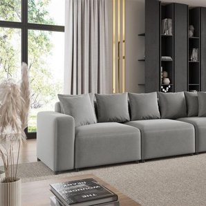 Sofa Designersofa Bigsofa MEGAN 3-Sitzer in Stoff Salvador Hellgrau