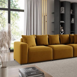 Sofa Designersofa Bigsofa MEGAN 3-Sitzer in Stoff Salvador Honiggelb