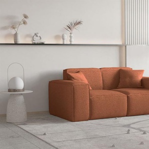 Sofa Designersofa CELES PREMIUM 2-Sitzer in Stoff Ascot Bukla Terracotta