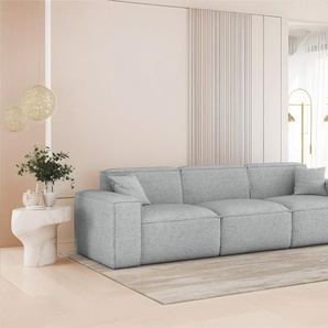 Sofa Designersofa CELES PREMIUM 3-Sitzer in Stoff Artico Hellgrau