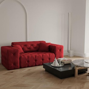 Sofa Designersofa CHANTAL 2-Sitzer in Stoff Opera Velvet Rubinrot
