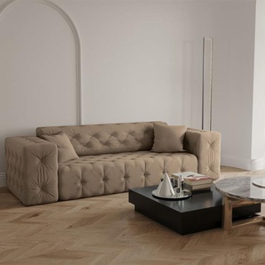 Sofa Designersofa CHANTAL 3-Sitzer in Stoff Opera Velvet Taupe