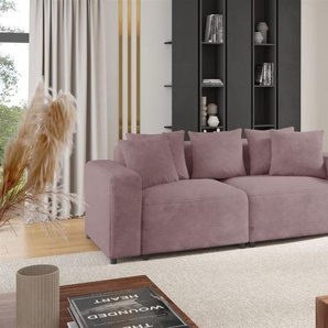 Sofa Designersofa MEGAN 2-Sitzer in Stoff Poso Altrosa
