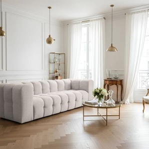 Sofa Designersofa SOLVIE 4-Sitzer in Stoff Moly Creme