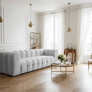 Sofa Designersofa SOLVIE 4-Sitzer in Stoff Moly Hellgrau