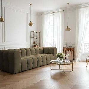 Sofa Designersofa SOLVIE 4-Sitzer in Stoff Moly Moosgrün