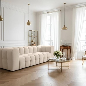 Sofa Designersofa SOLVIE 4-Sitzer in Stoff Tiffani Beige