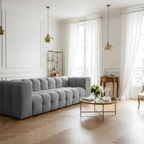 Sofa Designersofa SOLVIE 4-Sitzer in Stoff Tiffani Grau