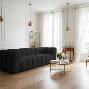 Sofa Designersofa SOLVIE 4-Sitzer in Stoff Tiffani Schwarz