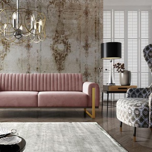 Sofa Designersofa VALERIE 3-Sitzer in Stoff Elisa Velvet Altrosa