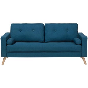Sofa Dunkelblau Polsterbezug 2-Sitzer Modern Zierkissen Wohnzimmer