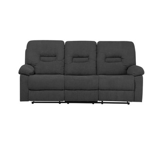 Sofa Dunkelgrau Polsterbezug 3-Sitzer Relaxfunktion Retro Wohnzimmer