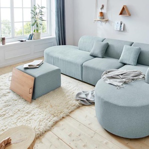 Sofa-Eckelement ANDAS Alesund Polsterelemente Gr. Cord, Armlehne links, blau (petrol) Sofaelemente