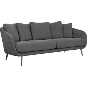 Sofa FURNINOVA Asterix Night Sofas Gr. B/H/T: 223 cm x 87 cm x 95 cm, Baumwolle, ohne Bettfunktion, grau (grey) Einzelsofa 2-Sitzer-Sofa 3-Sitzer-Sofa 2-Sitzer Sofas 5 Rückenkissen, bequem durch Memoryschaum, mit Federn gefüllte Kissen
