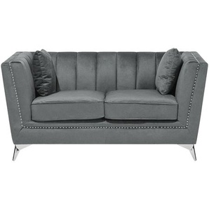 Sofa Grau Polsterbezug 2-Sitzer Glamourös Wohnzimmer