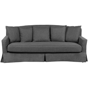 Sofa Grau Polsterbezug 3-Sitzer Ausziehbarer Bezug Klassisch Mediterran Wohnzimmer
