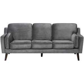 Sofa Grau Samtstoff 3-Sitzer Retro Minimalistisch Wohnzimmer