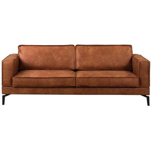 3-Sitzer Sofa Braun Microfaser Yaka 213 x 81 x 96cm Modern