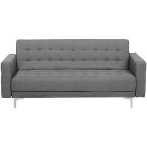 Sofa Hellgrau Polsterbezug 3-Sitzer Schlaffunktion Klassisch Wohnzimmer