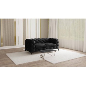 Sofa I 2-Sitzer Schwarz Samt Ravi 185 x 73 x 100cm Glamour