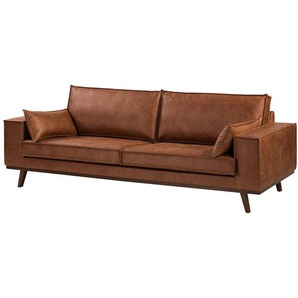 Sofa Jurga 3-Sitzer Braun Microfaser Yaka 239 x 81 x 91cm Modern
