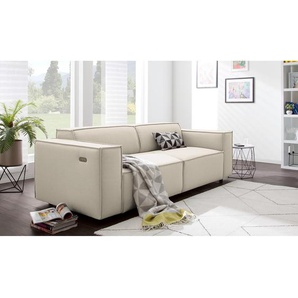 2-Sitzer Sofa Weiß Webstoff Osta 189 x 70 x 96cm Sitztiefenverstellung Modern