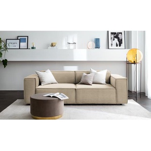 2,5-Sitzer Sofa Beige Samt Shyla 223 x 70 x 96cm Keine Funktion Glamour
