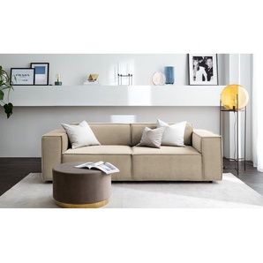 Sofa Kinx II 2,5-Sitzer Beige Samt 223x71x96 cm (BxHxT) Glamour