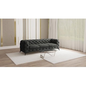 Sofa I 3-Sitzer Grau Samt Ravi 243 x 73 x 100cm Glamour