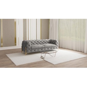 Sofa II 2,5-Sitzer Braun Samt Ravi 225 x 73 x 100cm Glamour