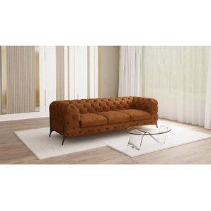 Sofa II 3-Sitzer Braun Microfaser Priya 243 x 73 x 100cm Glamour