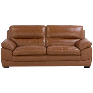 Sofa Braun Spaltleder 3-Sitzer Retro Wohnzimmer