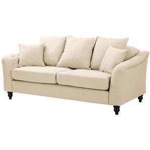 Sofa Lovis 3-Sitzer Beige Webstoff Jazy 201 x 90 x 95cm Glamour