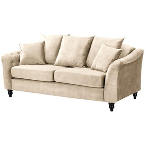 Sofa Lovis 3-Sitzer Beige Samt Tomi 201 x 90 x 95cm Glamour