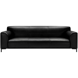 Sofa Lussant 3-Sitzer Schwarz Echtleder Seija 228 x 75 x 95cm Schwarz Modern