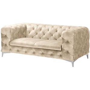 Sofa Merlin 2-Sitzer Beige Samt Tomi 188 x 76 x 97cm Glamour
