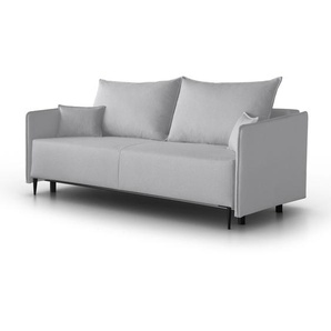 Sofa mit Schlaffunktion KYOTO 3-Sitzer Hellgrau barrel 80