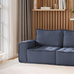Sofa Modulsofa 2-teilig SANDE 2-Sitzer Stoff Raven Blau