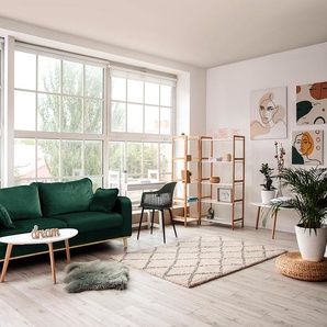 Sofa Nante 3-Sitzer Grün Samt Ravi 193 x 84 x 88cm Skandi